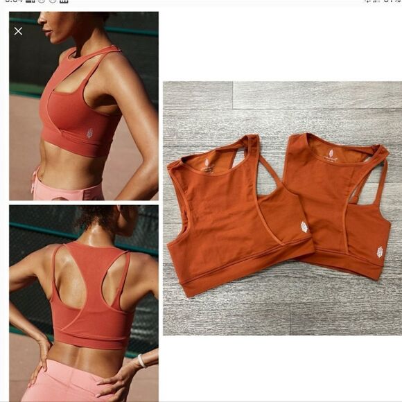 Free People Tops - Free People, "Don't Be Square" Double Layer Crop Orange NWOT XS/S
